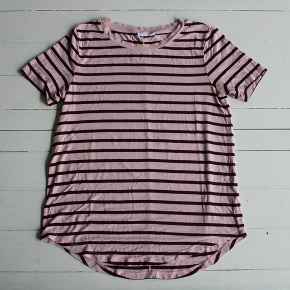 Soft Pink and Burgundy Striped T-Shirt - Picture 2 of 5